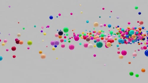 Dynamic animation of spheres of different colors moving randomly in space