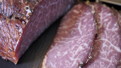 Delicious Sliced Cured Meat Close Up