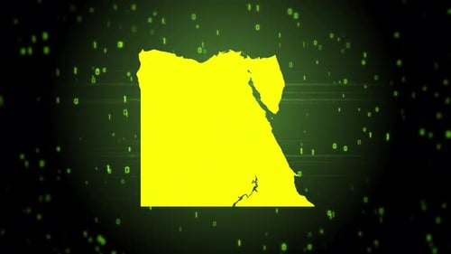Digital Map of Egypt Reveal with Futuristic Glitch Effect