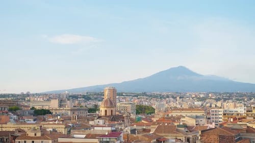Etna Volcano with Urban View of Catania Sicily