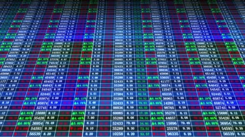 Dynamic Digital Stock Market Data Display Grid