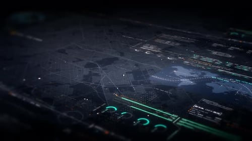 Carte numérique holographique futuriste HUD de la ville