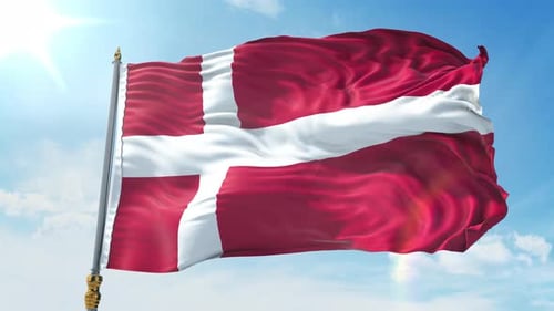 Realistic Waving Flag of Denmark Animation