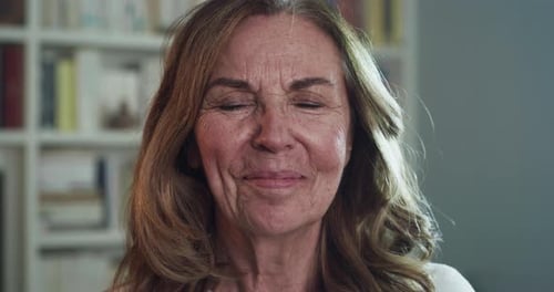 Mature Woman Smiling Close Up Portrait Indoors