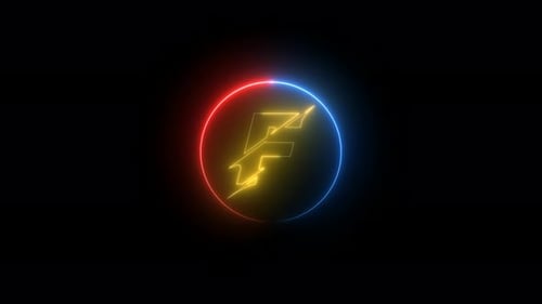 Colorful Neon Lightning Letter F Logo Reveal