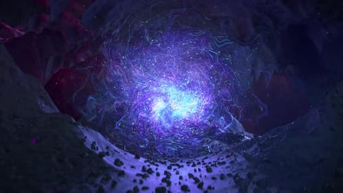 Purple futuristic sci-fi portal. Seamless loop 3D render animation