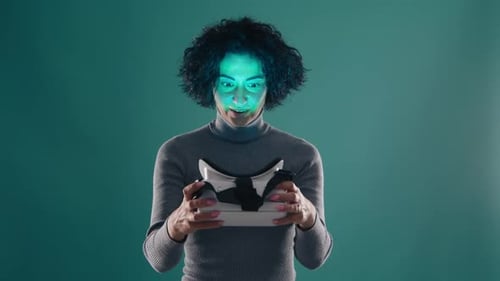 Woman Enjoys Virtual Reality Headset Experience