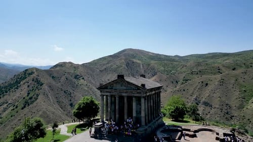 high definition Drone Video of the ancient Temple Garni in Armenia