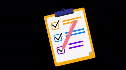 Flat Design Animated Checklist with Pen Marking Tasks