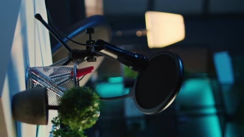 Vertical Video Empty Home Studio with Recording Devices