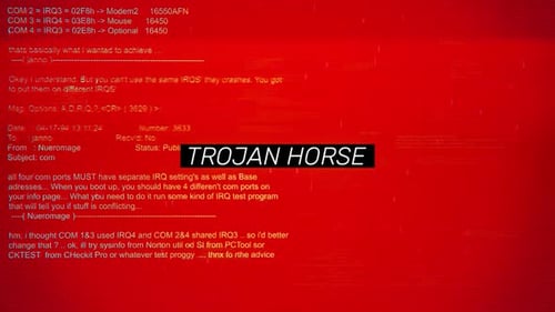 Trojan Horse Text On Hacking Background Screen