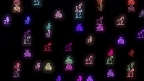 Colorful Neon Animals Looping Background