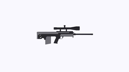 Sniper Rifle rotating in loop on white background