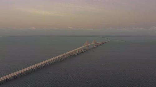 Sunshine Skyway Bridge Aerial view Hyperlapse