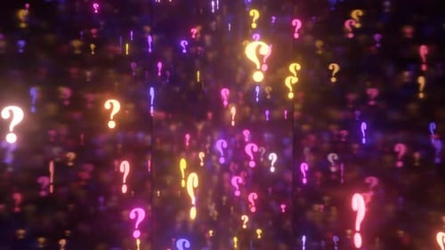 Floating Neon Question and Exclamation Mark Symbols Loop