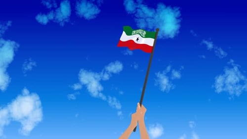 Somaliland-Nationalflagge weht von Hand im Himmel Animation