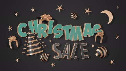 Christmas Sale Title Animation with Festive 3D Decorations