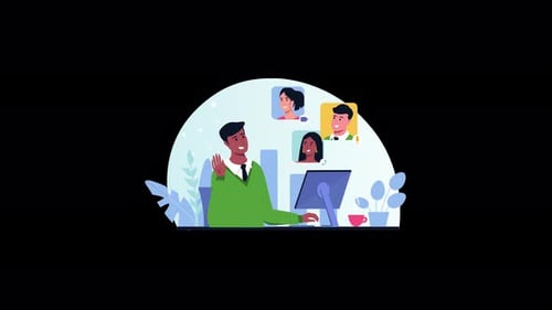 Corporate Team Online Video Call Flat Design Animation
