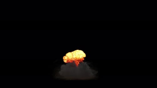 Vue frontale de la grande explosion sur fond transparent