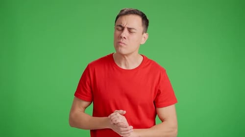 Bored Man Yawning and Getting Distracted on Green Screen