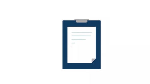 Animated Flat Design Clipboard and Pen Icon