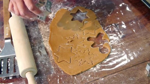 Cookie Dough Star Shapes on Wooden Table