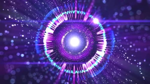 Futuristic Cosmic Tunnel Loop with Glowing Particles