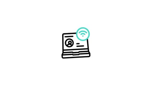 Minimalist Line Art Laptop with Wi-Fi Icon Animation
