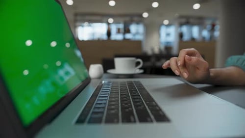 Ceo Hands Green Screen Laptop Work