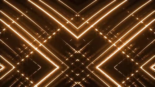 Dynamische goldene Lichtstreifen tanzen in einer faszinierenden Tunnelanimation