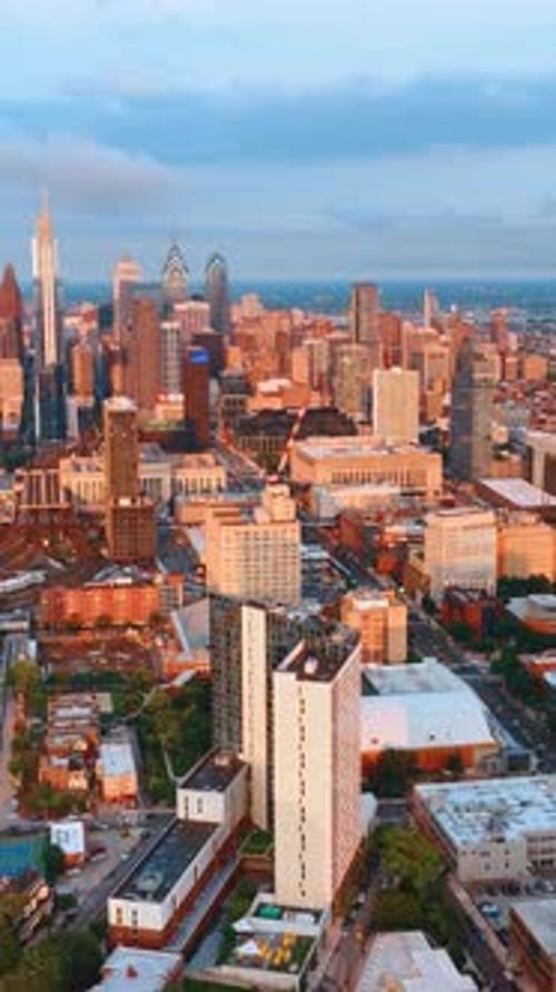 Stunning view of Philadelphia downtown at sunset