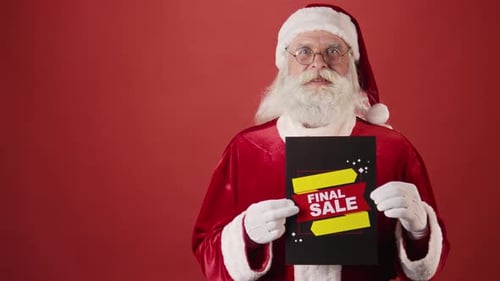 Shocked Santa Claus Holding Final Sale Sign