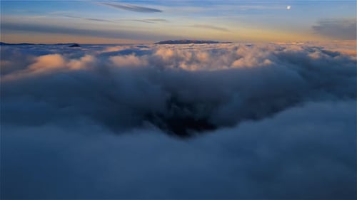 Aerial View of Foggy Mountains Landscape