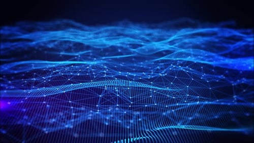 Futuristic Digital Particles Cyberspace Tech Big Data Network Connections Server Hispeed