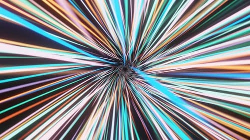 Dynamic Multicolor Light Trails Resembling Interconnected Threads in the Vast Expanse Symbolizing