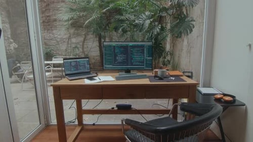 Workplace of Computer Programmer in Home Office