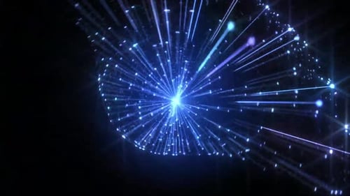 Abstract Futuristic Blue Glowing Particles and Light Rays Background