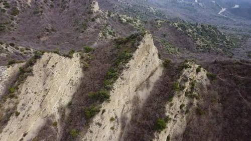 Aerial View of Arid Mountainous Desert Landscape