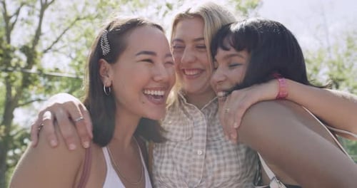 4k video footage of a group of young women hanging out at an urban park