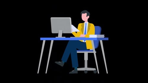 Employee Working At Office Animation