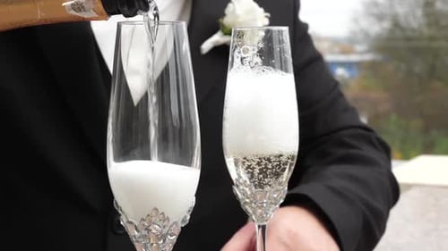 Champagne Pour at Wedding Celebration