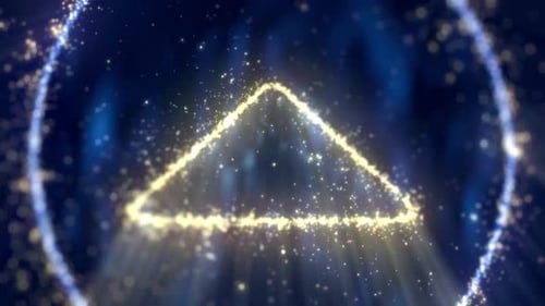 Particle Logo Reveal with Glowing Triangle and Blue Circle
