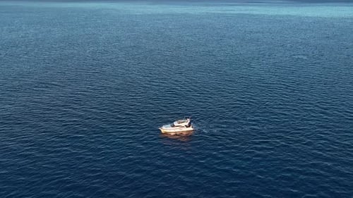 Fishermen Early Fish in the Sea Aerial View 4 K