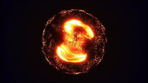 Abstract Fiery Energy Sphere Particle Flowing Animation