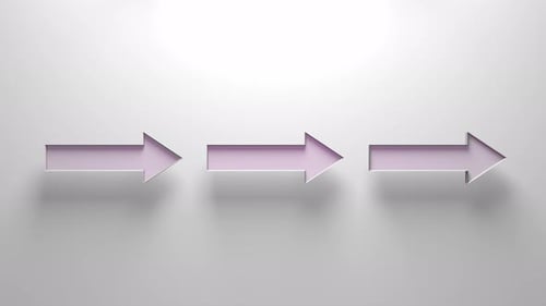 Smooth 3D Arrows Moving Directionally Across Screen Animation