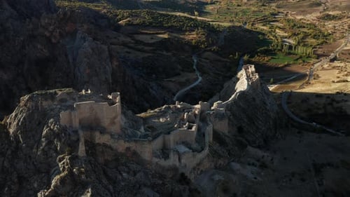 View From The Kahta Castle In Adiyaman, Turkey At Daytime - aerial drone shot