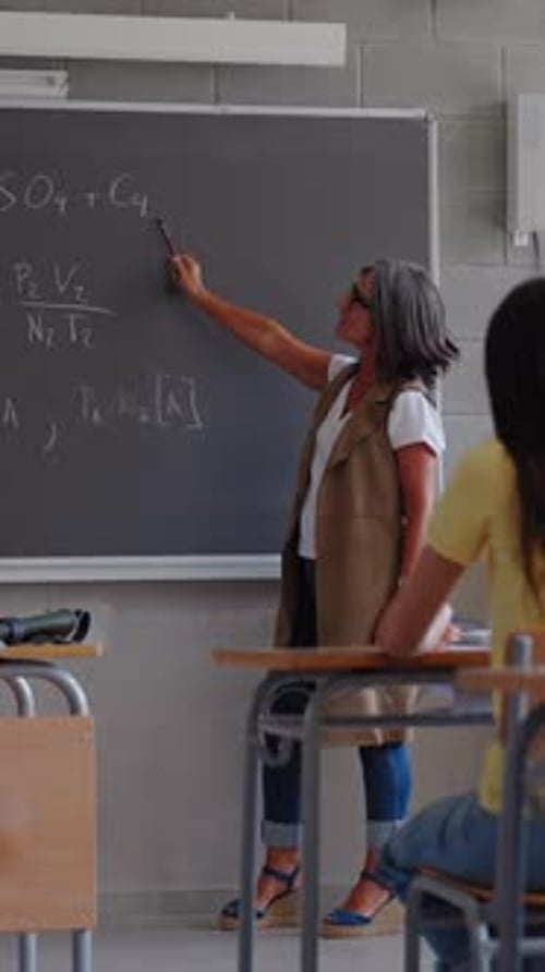 View From Behind a Group of Multiracial Students Taking Notes in a Classroom