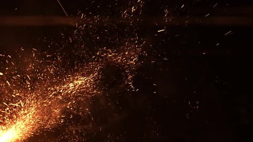 Glowing Fiery Sparks Against a Black Background