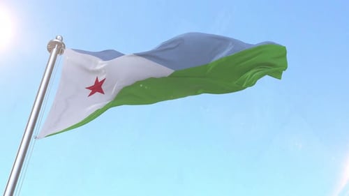 Djibouti National Flag Waving in Realistic Loop