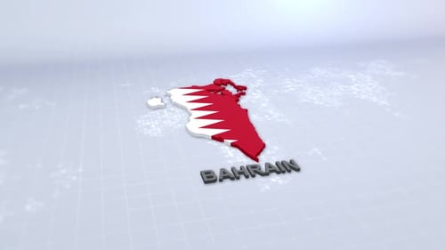 3D Animated Map of Bahrain with Flag and Country Name Reveal